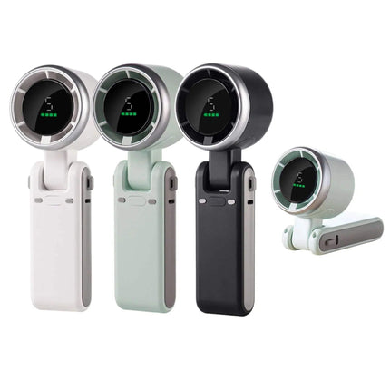 Handheld Turbo Fan. Set of four electronic Handheld Turbo Fan with digital displays on a white background