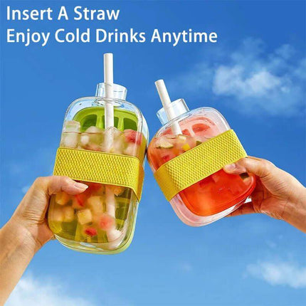 Ice Cube Tray With Straw for stylish cold drinks anytime, featuring a leak-proof design and vibrant colors.