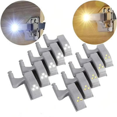 Set of gray LED clip-on lights on a white background