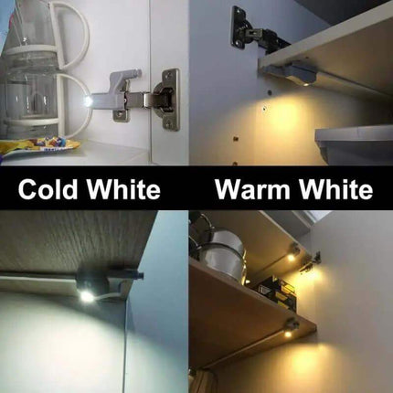 Comparison of cold white and warm white LED Cabinet Hinge Lights for Easy, Automatic Illumination