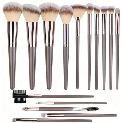 Professional Makeup Brush Set featuring various brushes for foundation, blush, eyeshadow, and blending.
