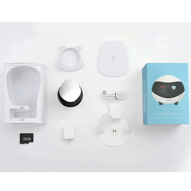 Remote Camera Robot 1080P Smart Home Security & Pet Companion with packaging and accessories on a white surface