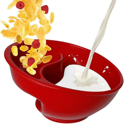 Separated Cereal Bowl with cereal and milk being poured to keep breakfast crispy and fresh.