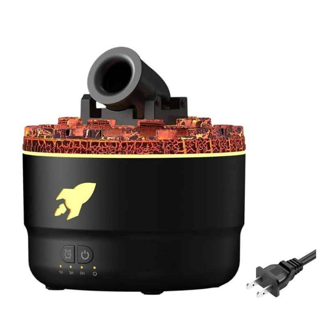 Black Cannon Humidifier with red interior and power cord on a white background - Astoria Lifestyle