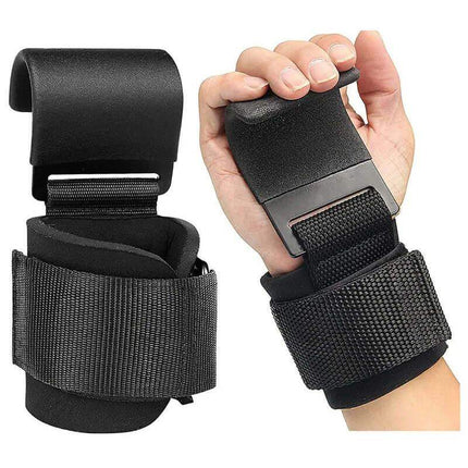 Weight Lifting Hooks with Wrist Straps, showcasing heavy-duty steel and ergonomic design for better grip and workout performance.