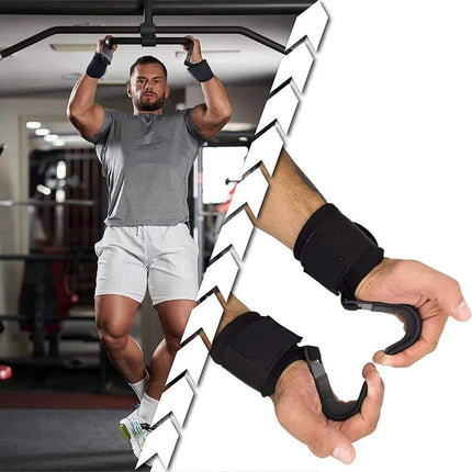 Weight Lifting Hooks with Wrist Straps being used during a workout for better grip and performance.