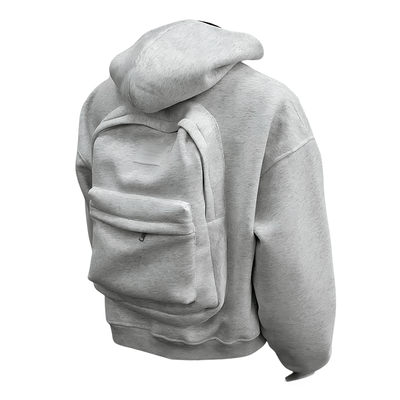 Hoodie - Gray hoodie with a front pocket on a white background
