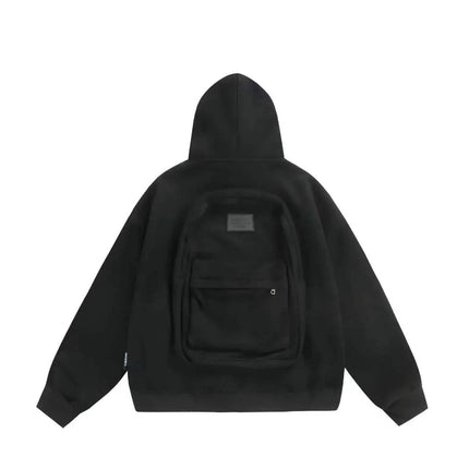 Hoodie - Black hoodie with a backpack on a white background
