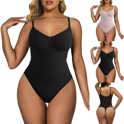 Seamless High Elastic Bodysuit for Women worn by a model with additional images of the same bodysuit in different colors on a white background.