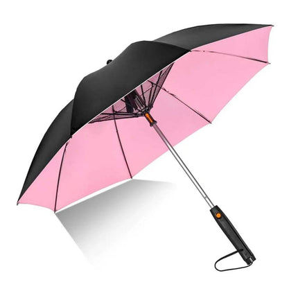portable umbrella with fan Black and pink umbrella on a white background
