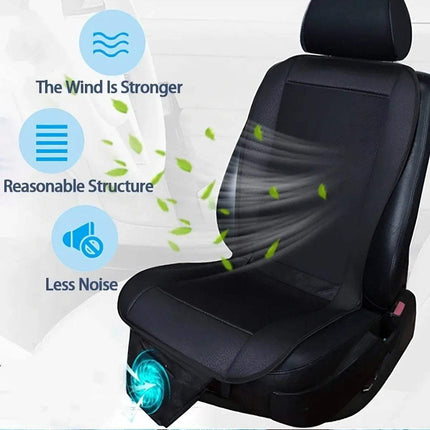 Car Seat Cooling Cover  12V Ventilated Comfort showcasing strong airflow, structured design, and quiet operation.