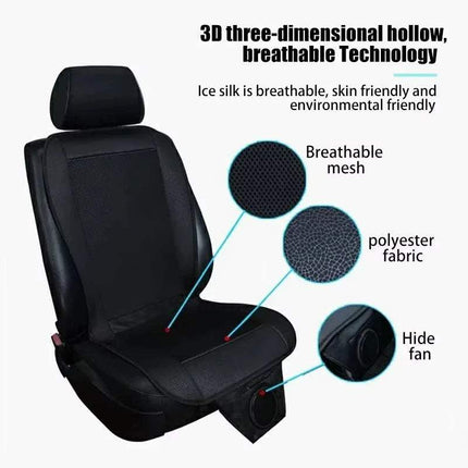 Car Seat Cooling Cover  features breathable mesh and polyester fabric for maximum comfort during drives.