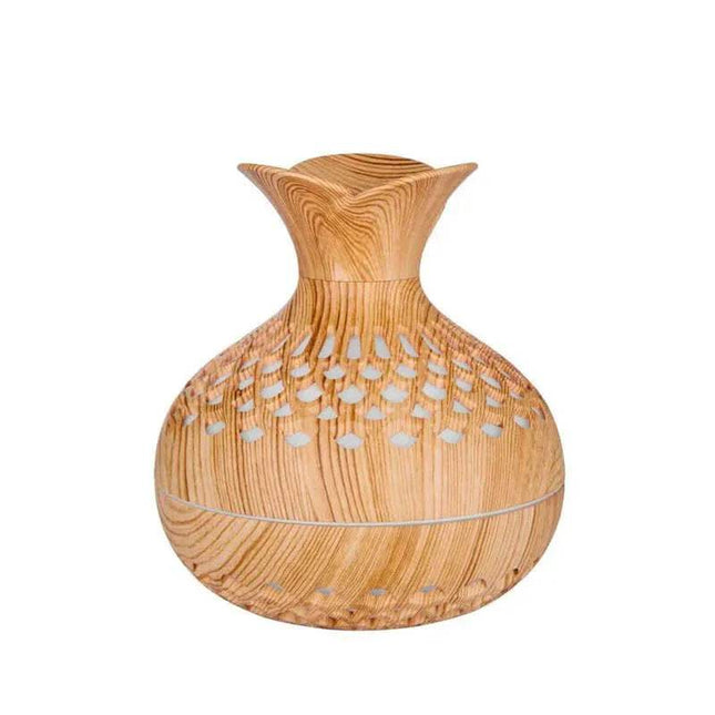300ml Wooden Air Humidifier with perforated design on a white background