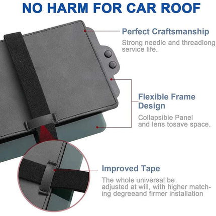 Close-up of Car Sun Visor Extender showcasing craftsmanship, flexible design, and improved tape for safer driving.