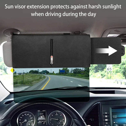 Car Sun Visor Extender protects against harsh sunlight for safer driving during the day.