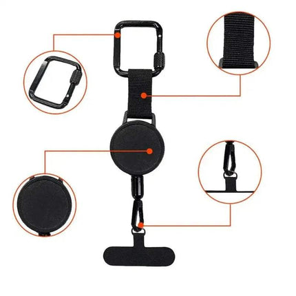 Anti-Theft Retractable Phone Strap showcasing the durable design and components for secure phone carrying outdoors.
