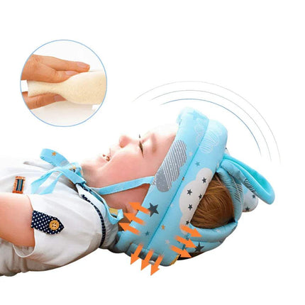 Baby Toddler Safety Anti-Collision Helmet on a child, demonstrating soft protective features for safe exploration.