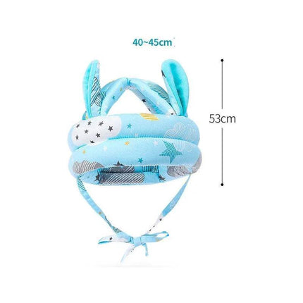 Baby Toddler Safety Anti-Collision Helmet with cute bunny ears, soft and protective headgear for infants, size 40-45cm.