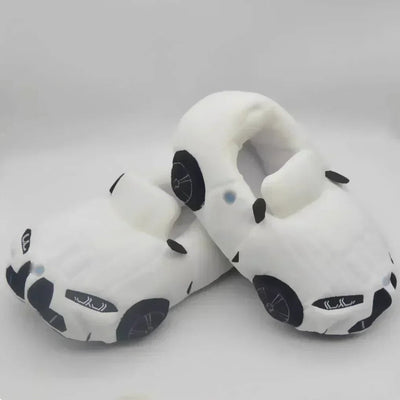 Car Plush Slippers on a white background