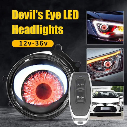Dynamic LED Eye Headlights showcasing a striking design with remote control, ideal for 12v-36v vehicles.