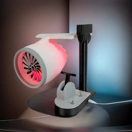 Jet Engine Fan Humidifier with LED light showcasing sleek design and futuristic aesthetics for desk and home comfort