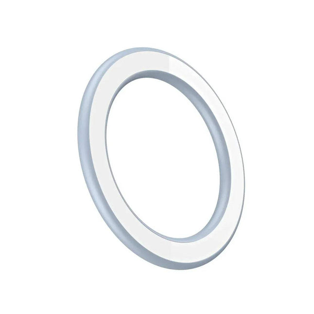 Magnetic Ring Holder for secure iPhone grip and stand, showcasing a sleek design in white and silver.