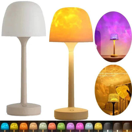 Mushroom Table Lamp with Water Ripple Projection showcasing vibrant colors and modern design for soothing ambiance.