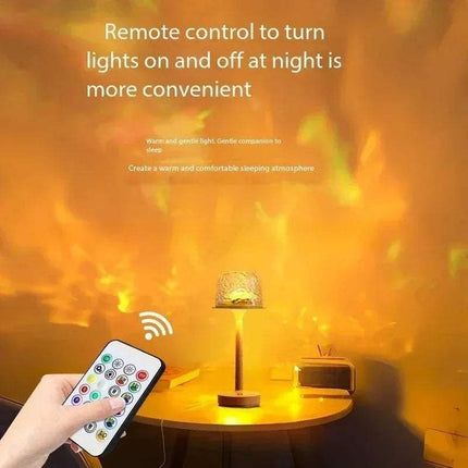 Mushroom Table Lamp with Water Ripple Projection showcasing remote control convenience for soothing ambiance.