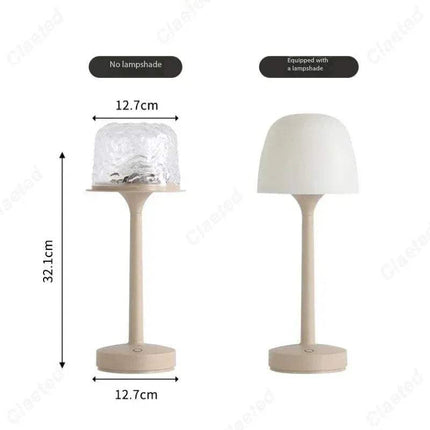 Mushroom Table Lamp with Water Ripple Projection showcasing two styles, one with a lampshade and one without.