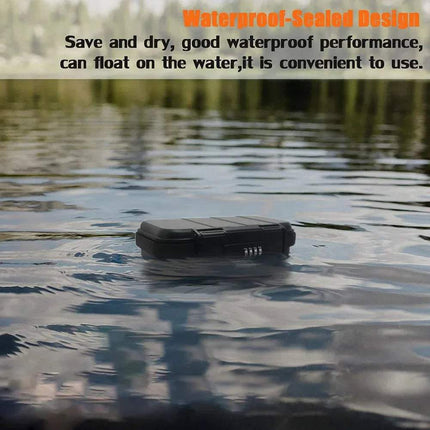 Portable Safe Lockbox floating on water showcasing waterproof-sealed design for secure travel, gym, and outdoor use.