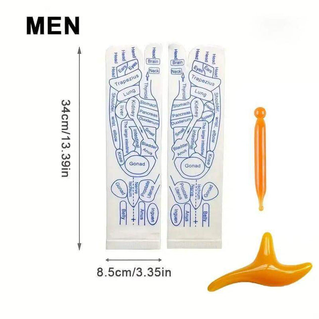 Reflexology Socks Set for acupressure foot massage with printed reflexology maps for wellness.