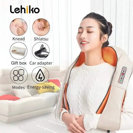 U Shaped Electrical Shiatsu Back Neck Shoulder Massager Deep-Kneading Full-Body Massage with Heat