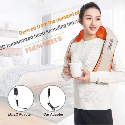 U Shaped Electrical Shiatsu Back Neck Shoulder Massager Deep-Kneading Full-Body Massage with Heat