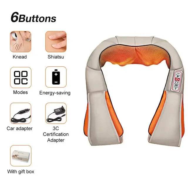U-Shaped Shiatsu Massager Deep-Kneading Full-Body Massage with Heat
