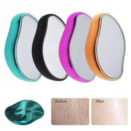 Four Bleame Crystal Hair Eraser for Smooth, Hair-Free Skin with different colored handles on a white background, with 'Before' and 'After' samples below.