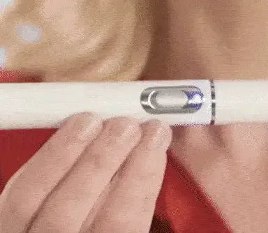Blue Light Therapy Pen for Clear & Youthful Skin in hand, showcasing its sleek design and functionality.