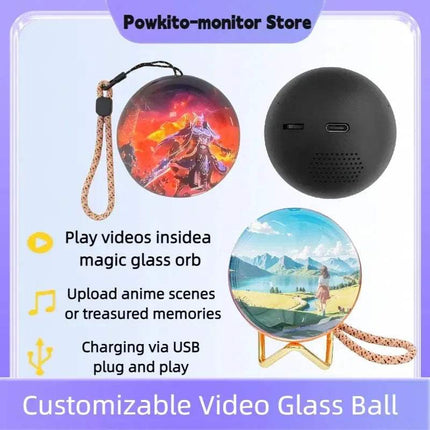 Customizable Video Crystal Sphere with USB charging feature on a white background - Astoria Lifestyle