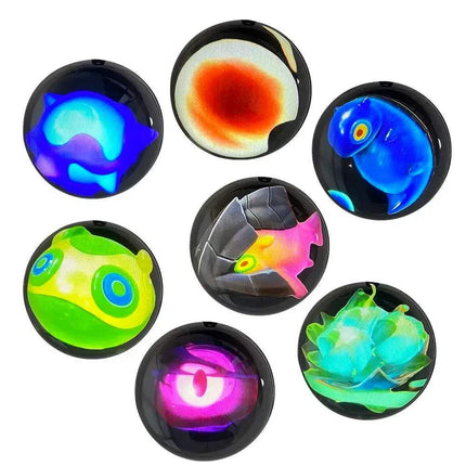 Colorful, Customizable Video Crystal Sphere with various designs on a white background - Astoria Lifestyle