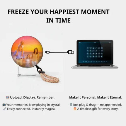Customizable Video Crystal Sphere showcasing a family moment, ideal for preserving memories with sound.