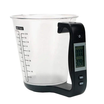 Clear Digital Measuring Cup with digital display on a white background. Astoria Lifestyle