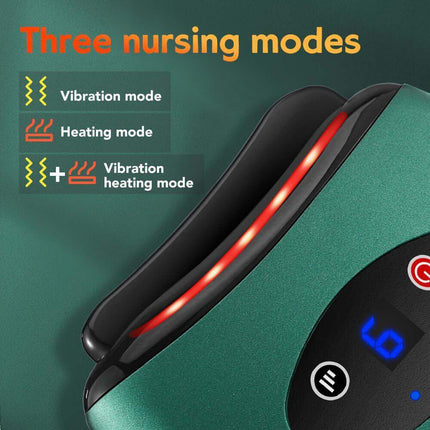 Electric Gua Sha Scraping Device with vibration and heating modes on a green background