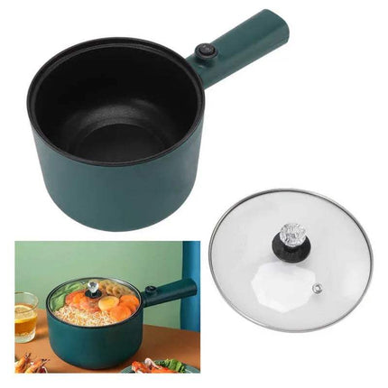 Green Electric Hot Pot 1.8L for Fast & Easy Cooking with lid on a white background
