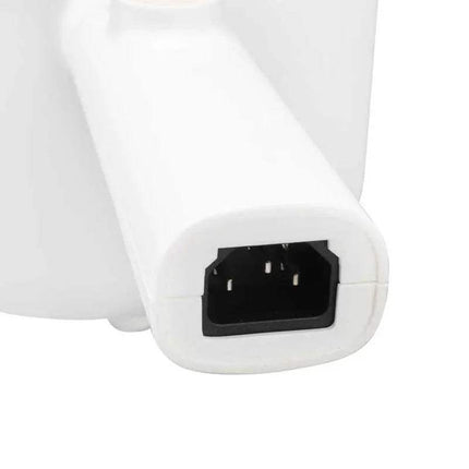 Close-up of a white Electric Hot Pot 1.8L with a black connector on a white background