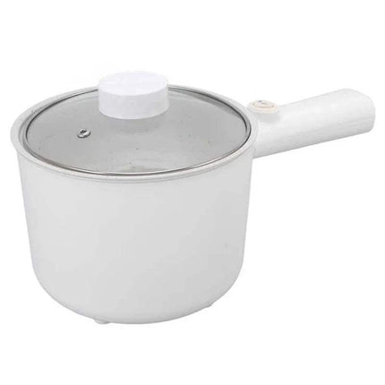 White Electric Hot Pot 1.8L with a clear glass lid on a white background