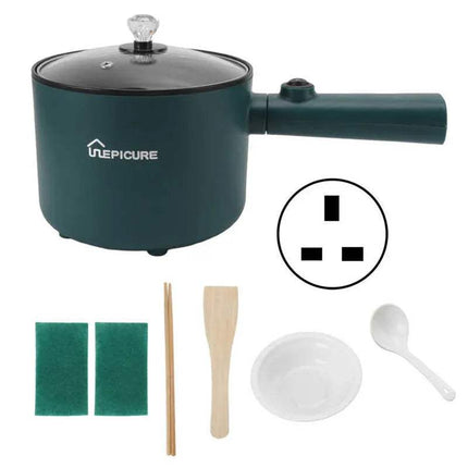 Nepicure Electric Hot Pot 1.8L with UK plug type and accessories on a white background