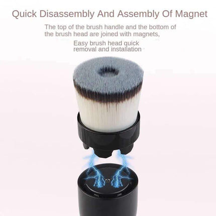 Electric Makeup Brush with magnetic connection system on a white background