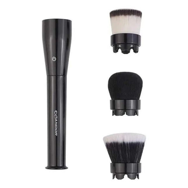 Set of Electric Makeup Brush with black handles and white bristles on a white background