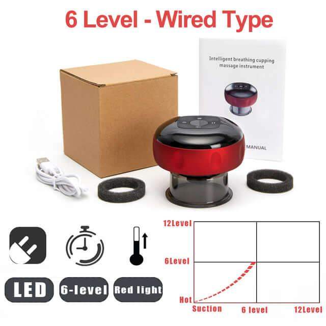 Electric Vacuum Cupping Massager set with manual and accessories for effective pain relief and muscle recovery.