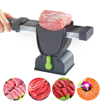 Fresh Meat Slicer for Thin & Precise Meat Cutting with a piece of meat on a white background
