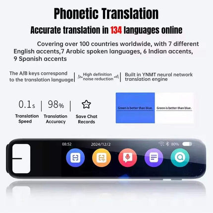 GPT AI Translation Pen showcasing phonetic translation features and accurate translation in 134 languages online. - Astoria Lifestyle